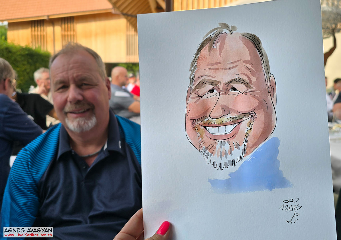Person and watercolor portrait
