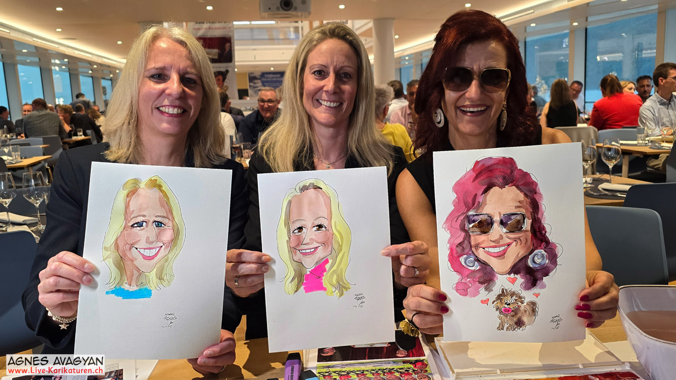 Three colleagues with individual portraits