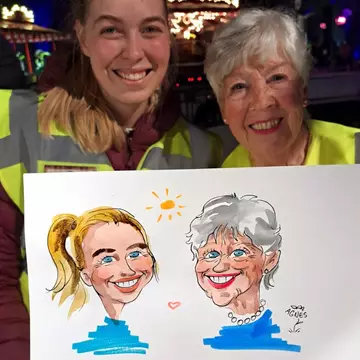 Two women with a double portrait