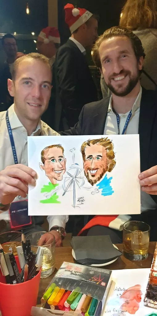 Two colleagues with a team watercolor