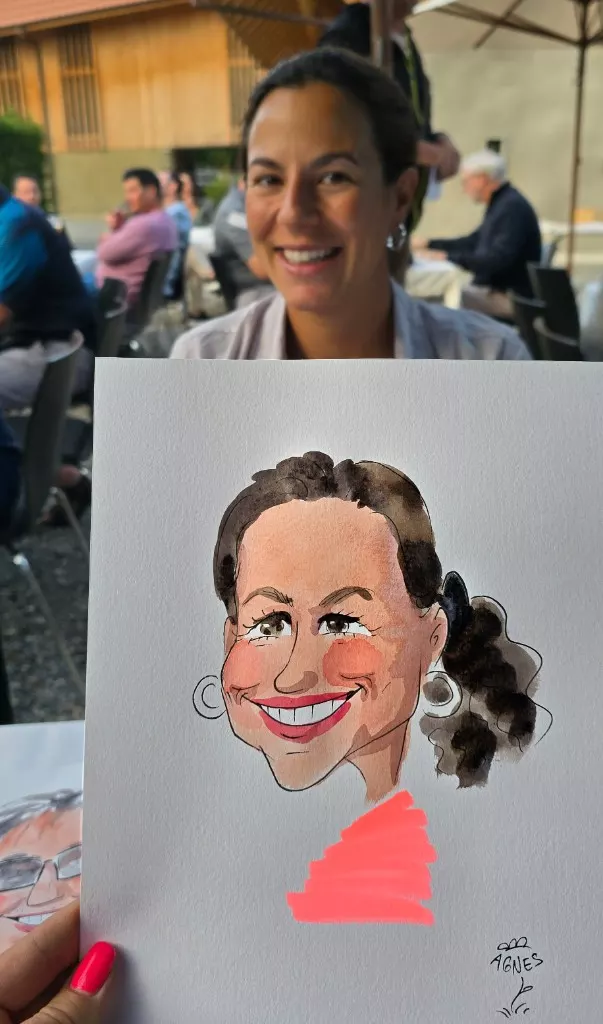 Woman with a watercolor portrait