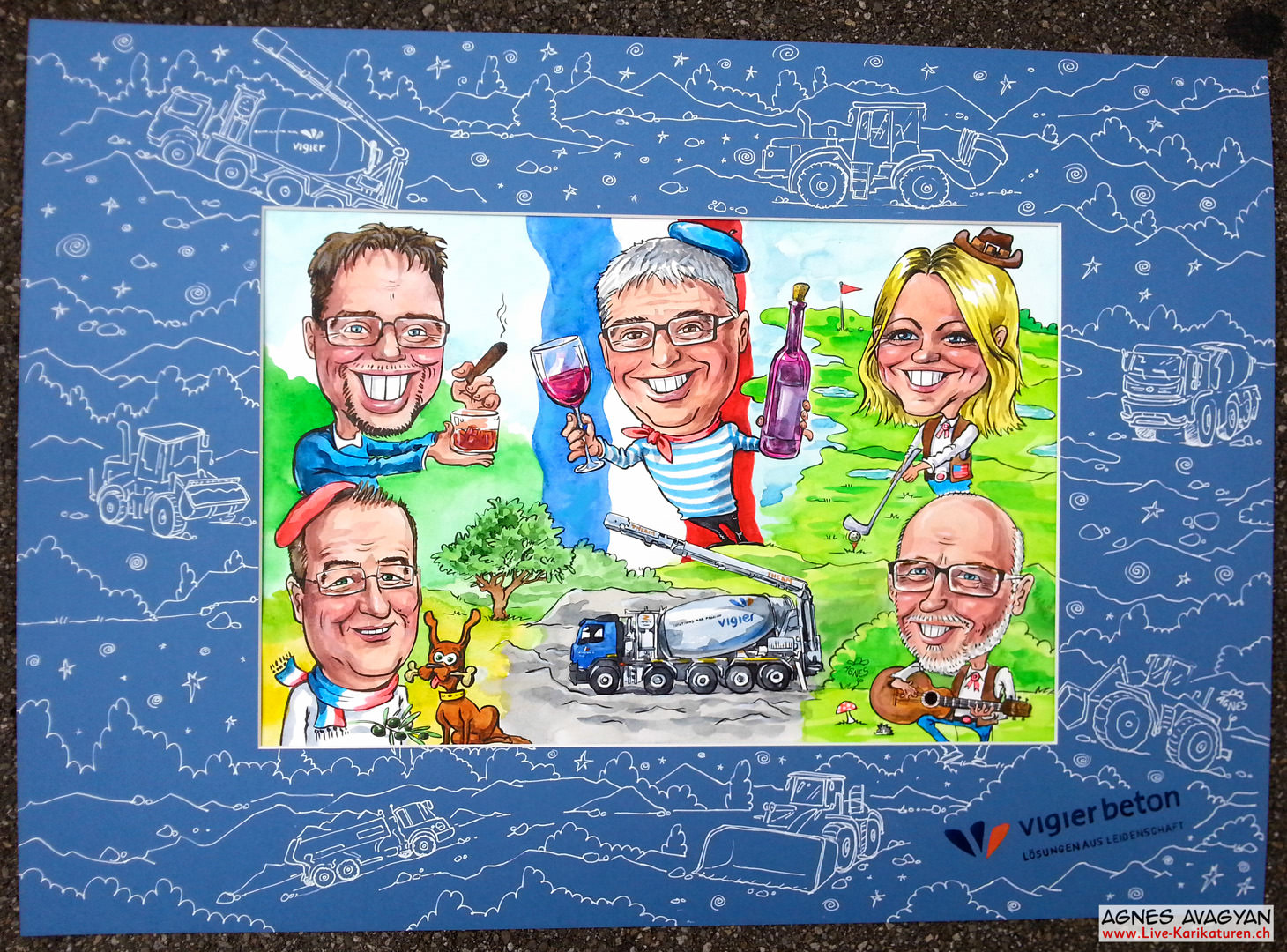 Hand-painted team watercolor original